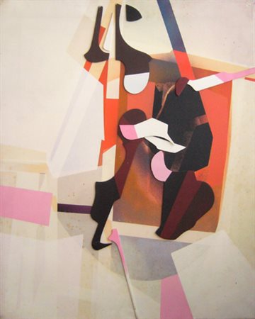 Franceschini Edoardo " Composizione (ef37/32) " olio e collage su tela cm 80...