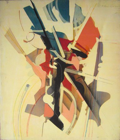 Franceschini Edoardo " Composition 70 " olio su tela cm 60 x 70 anno 1970...