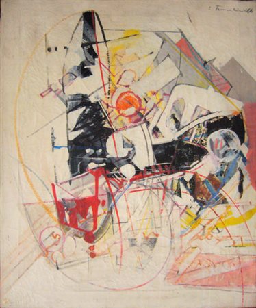 Franceschini Edoardo " composizione astratta " olio su tela cm 50 x 60 anno...