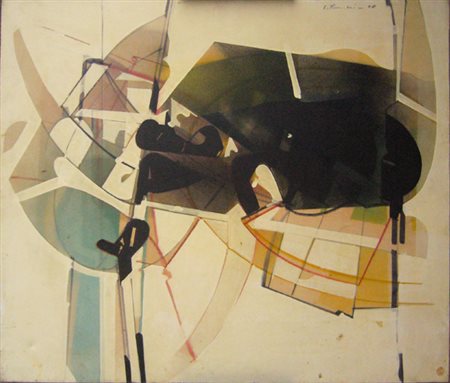 Franceschini Edoardo " Composizione ( F37)28/70 " olio su tela cm 70 x 60...