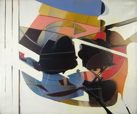 Franceschini Edoardo " composizione " olio su tela cm 60 x 50 anno 1970...