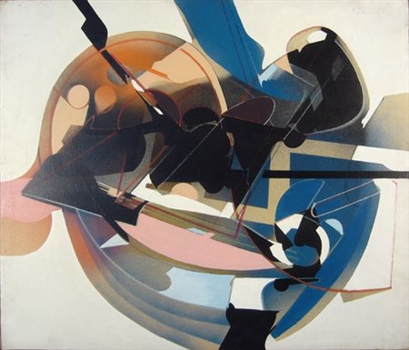 Franceschini Edoardo " composition " olio su tela cm 70 x 60 anno 1970...