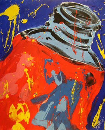 Falcò Joaquin Pujol " Tub de pintura" Acrilico su tela cm 60 x 73 ANNO:1989...