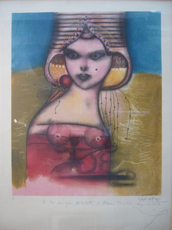 Cuixart Modesto " busto di donna " litografia cm 60 x 80 Firmata in basso a...