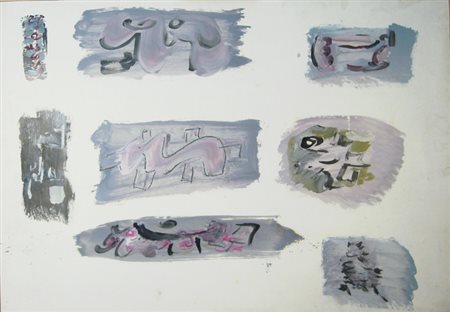 Dangelo Sergio "composizione a stadi" tecnica mista su carta intelata cm 100...