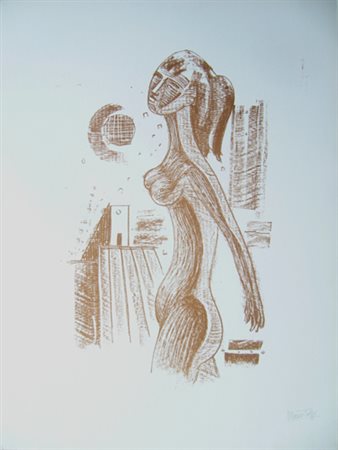 Tozzi Mario " Composizione con figura " Litografia cm 48 x 63 Firmata in...