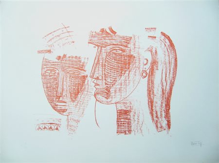 Tozzi Mario " Le amiche " Litografia cm 63 x 48 Firmata in basso a destra,...