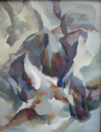 Lanaro Dino " inverno in collina " olio su tela cm 50 x 65 anno 1973 firmato...