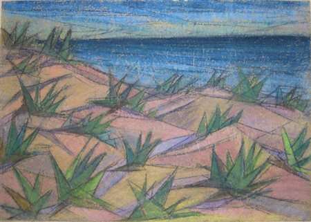 Cuniolo Armando " Dune agli Alberoni " Gessetti su cartone cm 50 x 35...