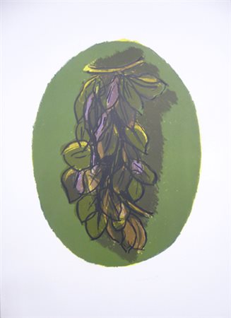 Morlotti Ennio " Ramo di foglie "Litografia cm 50 x 70 firmata in basso a...