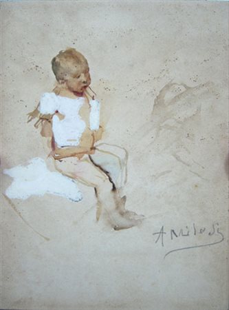 Milesi Alessandro " bimbo " tecnica mista/tempera su carta cm 18 x 23,7...
