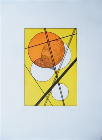 Veronesi Luigi " Composizione " acquaforte acquatinta a 3 colori cm 35 x 50...