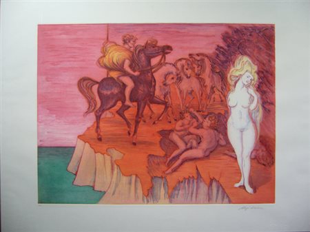 Sassu Aligi " Andromeda " acquaforte acquatinta a 7 colori cm 86,5 x 65...