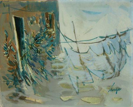 Longo Luigi " Scorcio " Olio su tela cm 50 x 40 Firmato in basso a destra,...