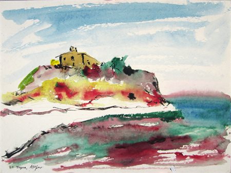 Alfieri Attilio " Tropea " Acquarello su cartone cm 40 x 30 ANNO:1980...