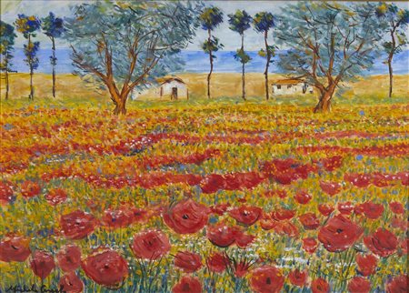 CASCELLA MICHELE (1892 - 1989) - Campo di papaveri.
