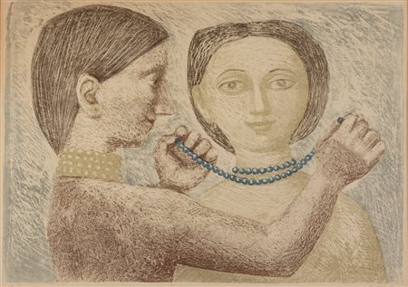 Massimo Campigli (Berlino 1895-Saint-Tropez 1971)  - Due sorelle, La collana I, 1951