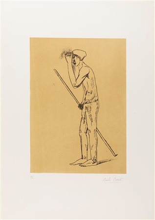 Carlo Carrà (Quargnento 1881-Milano 1966)  - Contadino, 1961