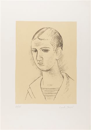 Carlo Carrà (Quargnento 1881-Milano 1966)  - Testa di ragazzo, 1961