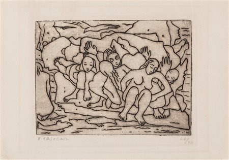 Felice Casorati (Novara 1883-Torino 1963)  - Lo scoglio delle sirene (Capri), 1949