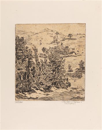 Leonardo  Castellani (Faenza 1896-Urbino 1984)  - Paesaggio in Carpegna, 40s