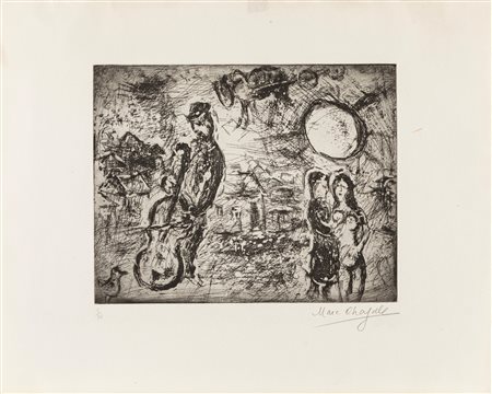 Marc Chagall (Lezna 1887-Saint Paul de Vence 1985)  - Le Vioncelliste du Village, 1967