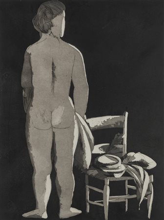 Giacomo Manzù (Bergamo 1908-Roma 1991)  - Modella con sedia