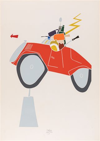 Emilio Tadini (Milano 1927-2002)  - Macchina rossa