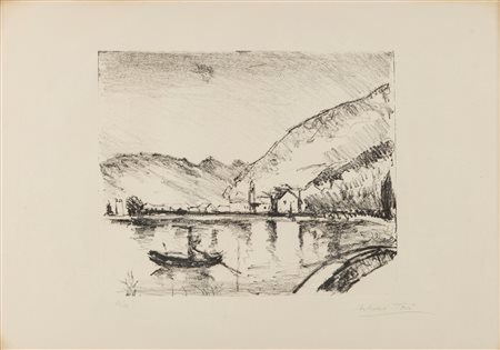 Arturo Tosi (Busto Arsizio 1871-Milano 1956)  - L'abitato di Predore