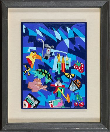 Ugo Nespolo, Deep blue, 2000