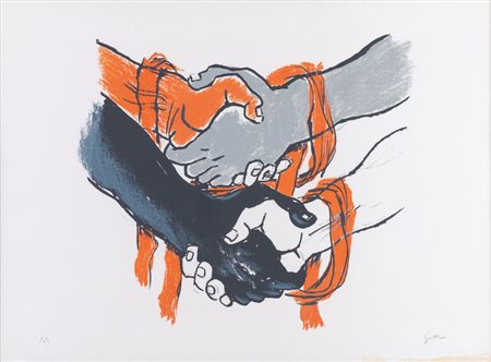 RENATO GUTTUSO (Bagheria 1911 - Roma 1987) "Senza titolo". Litografia a...