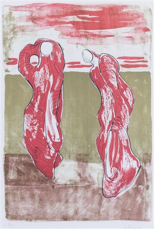 MAX HERHOLD (XX secolo) "Composition". Litografia a colori su carta. Cm...