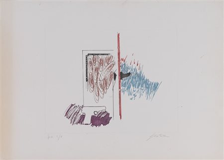 TANO FESTA (Roma 1938 - Roma 1988) "Senza titolo". Litografia a colori su...