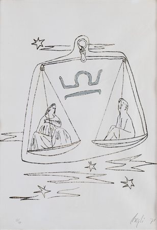 CORRADO CAGLI (Ancona 1910 - Roma 1976 "Senza titolo", 1971. Litografia a...