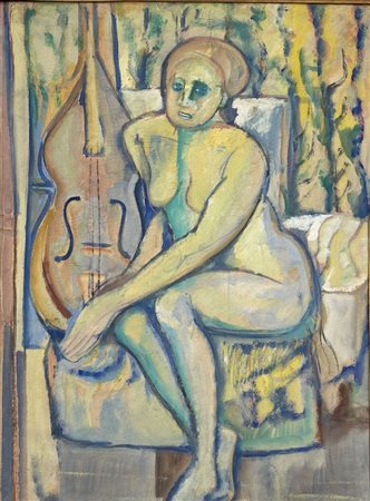 Pittore anonimo del XX secolo. "Ritratto femminile". Olio su tavola. Cm...