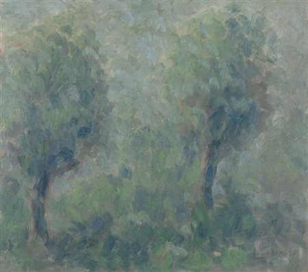 VASCO BENDINI (Bologna 1922 - Roma 2015) "Paesaggio, 1955. Olio su tela. Cm...