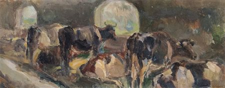 UMBERTO SGARZI (Bologna 1921 - 2017) "Senza titolo", 1963. Olio su tavola. Cm...