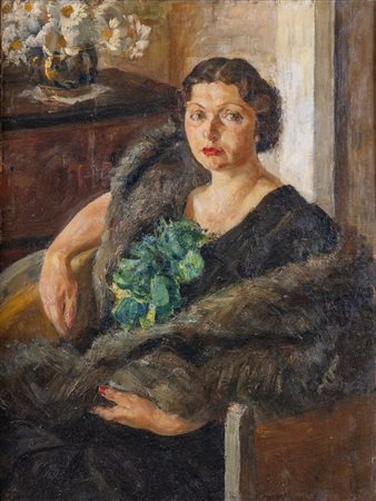 AMERIGO TAMBURRINI (Napoli 1901 - Napoli 1966) "Ritratto di donna", 1958....