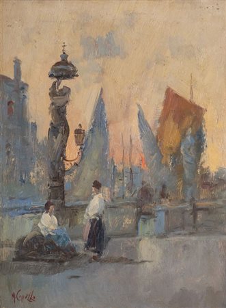 MARIO CAPUZZO (Badia Polesine 1902 - 1972) "Veduta". Olio su tela. Cm 40x30....