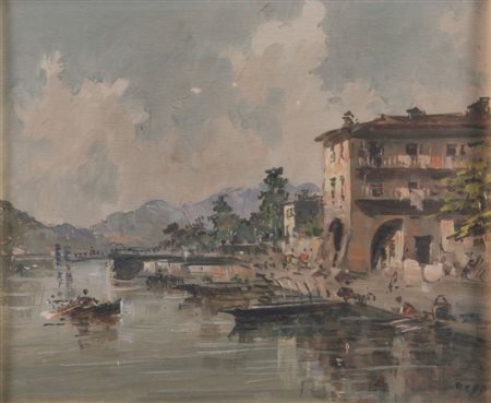 GIOVANNI RIVA (Torino 1890 - 1973) "Senza titolo". Olio su tavola. Cm 24x30....