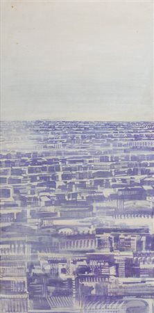 AURELIO CECCARELLI (Ancona 1924) "Ferragosto", 1965. Olio su tela. Cm 100x50....