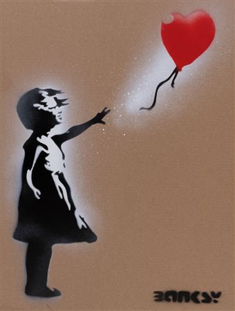 BANKSY (Bristol 1974) "Dismaland", 2015. Spray su cartone. Cm 40x30. Al retro...