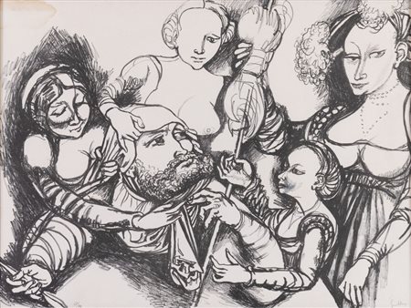 RENATO GUTTUSO (Bagheria 1911 - Roma 1987) "Senza titolo". Litografia a...