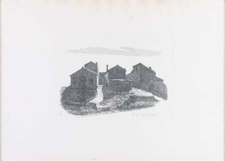 PAOLO MANARESI (Bologna 1902 - 1984) "Senza titolo". Incisione su carta. Cm...