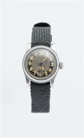 Solotempo anonimo, anni 40 Cassa rotonda in acciaio e metallo cromato....