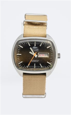 Systema Diver, anni 70 Cassa rettangolare in acciaio. Quadrante marrone...