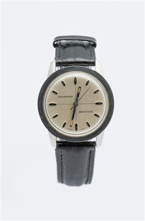 Voumard 2000, anni 60 Cassa rotonda in acciaio e metallo cromato, corona di...