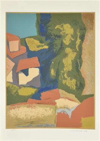 Epifanio Pozzato TETTI ROSSI serigrafia su carta Fabriano, cm 70x50; es....