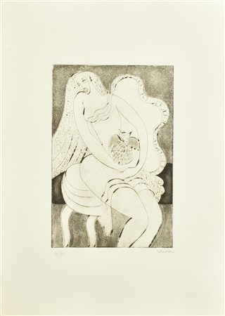 Sebastian LA CHOUETTE incisione su carta, battuta cm 30x20, su foglio cm...