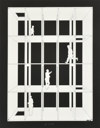 Roberto Vota CASELLARIO N.3 serigrafia su carta, cm 57x44, es. 5/90 firma e...